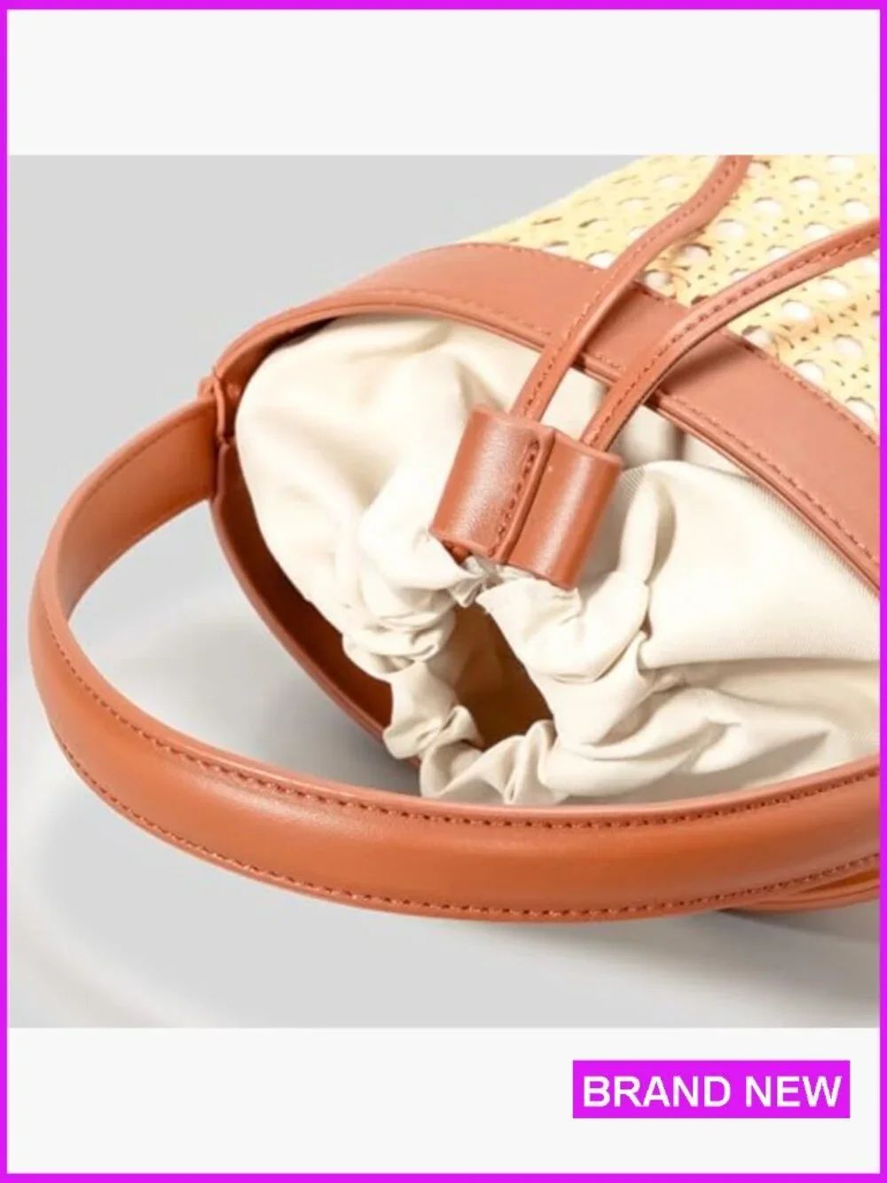 Straw Bucket Bag Drawstring Crossbody Purse Cute Hobo Beach Tote Shoulder Bag